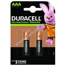 Batteria ricaricabile Duracell AAA, Micro, HR03 900mAh in blister da 2 pezzi