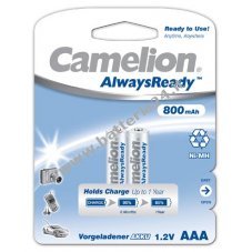 Camelion HR03 Micro AAA AlwaysReady confezione in blister da 2 800mAh