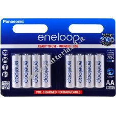 Panasonic eneloop batteria ricaricabile AA   blister da 8 / tipo BK 3MCCE