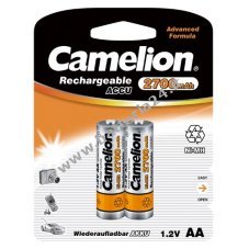 Batteria ricaricabile Camelion AA HR6 2700mAh NiMH, blister di 2 pezzi