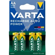 Batteria ricaricabile Varta Mignon AA HR06 Precaricata 1,2V 2100mAh confezione blister da 4 pezzi