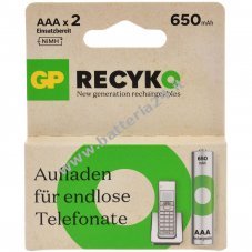 Batteria per GP HR03 Micro AAA 2er Blister 650mAh