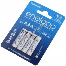 Panasonic eneloop Batteria micro AAA pronta all'uso, batteria ricaricabile 800mAh NiMH confezione da 4 pezzi