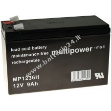 Powery Batteria al piombo MP1236H per UPS APC Smart UPS SC420I 9Ah 12V (sostituisce anche 7,2Ah/7Ah)