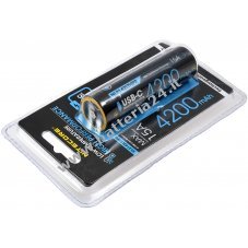 Batteria Nitecore agli ioni di litio tipo 21700 NL2142LTHPR 4200mAh, con USB, resistente alle basse temperature