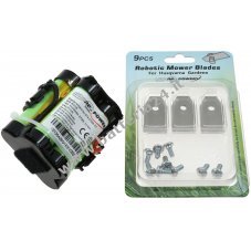 Batteria per tosaerba robot Gardena R40Li/R45Li / R70Li incl. 9x lame di ricambio