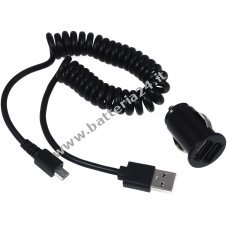 Adattatore/caricatore da auto 12 24V 2 x USB incl. cavo USB a spirale con Micro USB