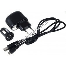 Alimentatore 2,1A + cavo USB High Speed 2.0 con Micro USB & Adattatore/caricatore da auto con 2 USB