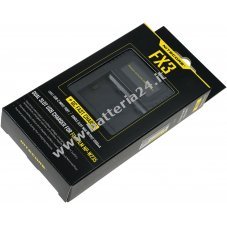 Caricatore USB Nitecore FX3, ad esempio per la batteria Fuji NP W235 della X T4 e di altri modelli.