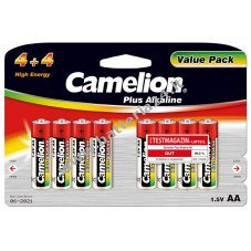 Batteria Camelion Mignon LR6 MN1500 AA AM3 Plus Alcalina (4+4) blister di 8 pezzi