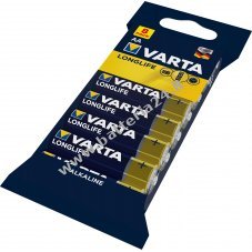 Batteria Varta Longlife Extra Alcalina AA Mignon confezione da 8 fogli