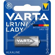 Batteria Varta alcalina, LR1 N LADY 1,5V 1 blister