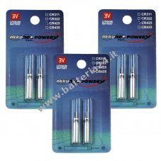 6x batteria CR425 per galleggianti elettrici, galleggianti da pesca, allarmi di abboccamento 3x2 blister