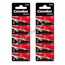 20x Camelion a bottone LR66 / AG4 / G4 / LR626 / 177 / SR626W / GP77A / 377