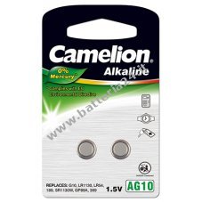 Camelion a bottone 389 LR1130 LR54 AG10 confezione in blister da 2 pezzi