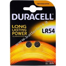 Pile a bottone Duracell LR54 LR1130 AG10 in blister da 2 pezzi