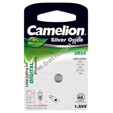 Camelion cella a bottone all'ossido d'argento SR54 / G10 / LR1130 / 389 / SR1130 / 189 confezione blister da 1