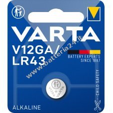 Pila a bottone Varta LR43 V12GA AG12 in blister da 1 pezzo