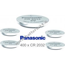 400x Panasonic CR2032 DL2032 ECR2032 Pile a bottone al litio   Batteria sciolte per orologi, chiavi dell'auto e altro ancora