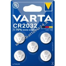 VARTA Pila a bottone al litio CR2032, sostituisce DL2032 IEC CR2032 confezione in blister da 5 pz.