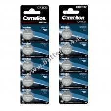 10x Camelion CR2032 batteria a bottone al litio   2x blister da 5, ideali per orologi, chiavi dell'auto e altro ancora