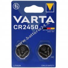 Varta litio a bottone CR2450 DL2450 3V confezione in blister da 2 pezzi