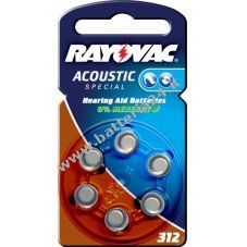 Rayovac Acoustic Special batteria per apparecchi acustici 312 / 312AE / AE312 / DA312 / PR41 / V312AT confezione in blister da 6 pezzi