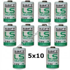 Saft 50x Batteria al litio LS14250 1/2AA 3,6Volt