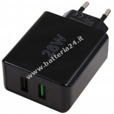 goobay 28W doppio caricatore veloce USB A QC 3.0 nero