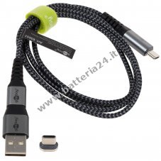 Cavo magnetico 2in1 USB in tessuto spazio grigio/argento 1 m