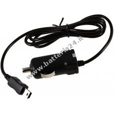 Powery Cavo di ricarica per auto per sistemi di navigazione con antenna TMC integrata da 12 24V a 1x Mini USB 1000mA