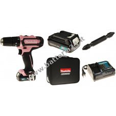 Set di trapani a percussione a batteria Makita HP333DSAP1 Rosa 12V, 24W, incl. borsa di trasporto e punte