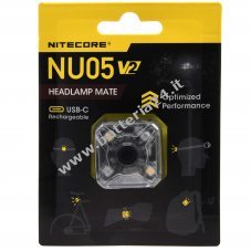 Nitecore NU05 V2 Mini luce di segnalazione a LED, lampada per esterni, lampada frontale, USB C