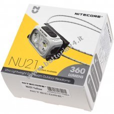 Lampada frontale Nitecore NU21 LED, lampada frontale, USB C, max. 360 lumen giallo