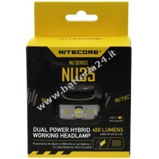 Lampada frontale Nitecore NU35 LED, lampada frontale, USB C, max. 460 lumen