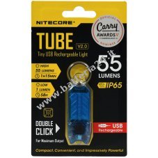 Nitecore TUBE 2.0 Mini Torcia LED, con Micro USB, 55 lumen, blu