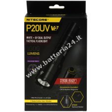 Torcia tattica Nitecore P20UV V2   max. 1000 lumen   luce bianca e luce UV