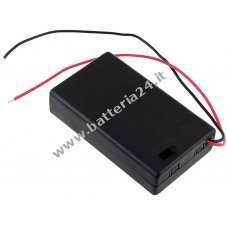 Portabatteria per 3x batteria Micro/AAA con cavo di collegamento